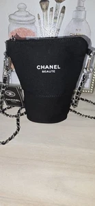 CHANEL MAKE UP Purse Bag w/Chain BLACK CANVAS VIP GIFT NIB - Picture 1 of 7