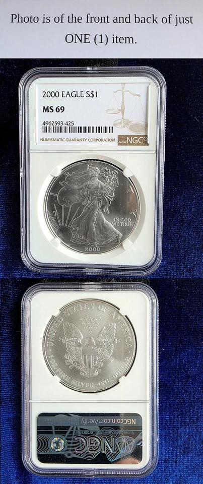 2000 American Silver Eagle $1 NGC MS69 Brown Label - Image 1 of 1
