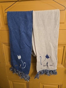 CHRISTOPHER & BANKS Cat & Mouse YING YANG Siamese Blue Cream Winter Warm Scarf - Picture 1 of 10