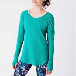 NWT Ivivva Mindful Moment Long Sleeve Tee Teal Green Loose Fit Rulu NEW Girls 12 - Picture 1 of 10