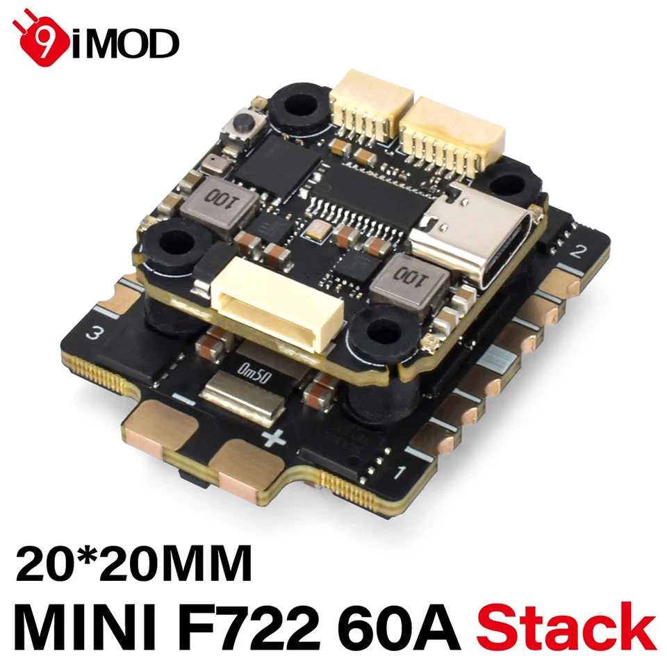 9IMOD F722  Mini Flight Stack FC 60A ESC  Gyro  For 3-8S RC FPV Racing Drone - Image 1 of 4