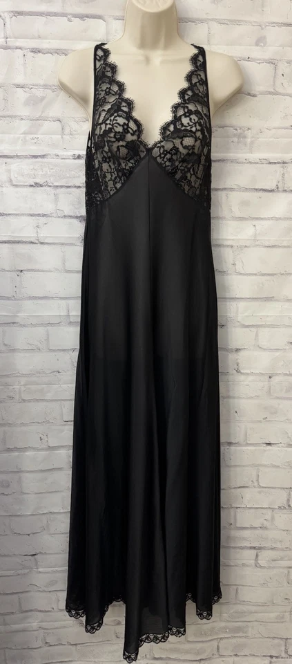 Claire Sandra By Lucid Ann Of Beverly Hills Vintage  34 Long Black Slip Dress  - Image 1 of 4