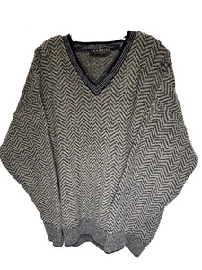 BRANDINI LE COLLEZIONI ~Men's XL Gray/Black Zigzag Print Wool Blend Sweater. - Picture 1 of 15
