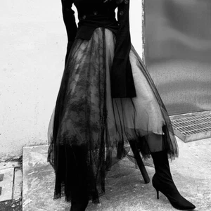 New Womens Tulle Mesh A-Line Skirts Gothic Punk Lace Fashion Dress Skirts Retro - Picture 1 of 6