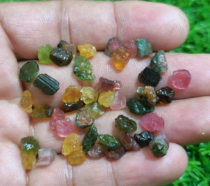 Adorable Multi Tourmaline Raw 44 Piece 7-12 MM Size Loose Gemstone For Jewelry - Picture 1 of 6
