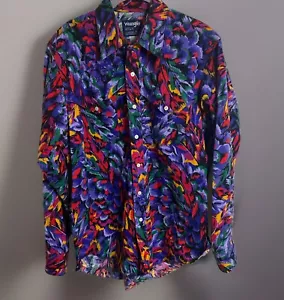 Vintage 90s Wrangler Mens Cowboy Cut Regular Fit Xtra Long Tails Shirt 16 1/2-35 - Picture 1 of 13