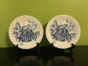 2 Vintage Limoges-American Anne Orr Kobaltblau Obst Speiseteller Gold Concord - Bild 1 von 8