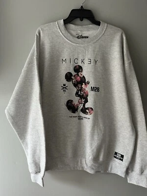 New Neff Disney XL Standing Mickey Mouse Crew Crewneck Sweatshirt Grey Floral - Image 1 of 4