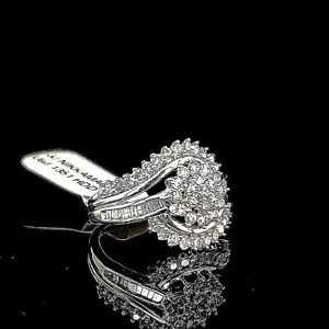 14Kt Solid White Gold Diamond Ring - Picture 1 of 8
