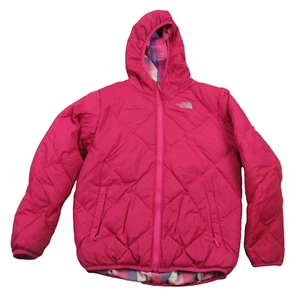 North Face Coat Girls Large Long Sleeve Pockets Lightweight Pink Hooded 550 - Picture 1 of 9
