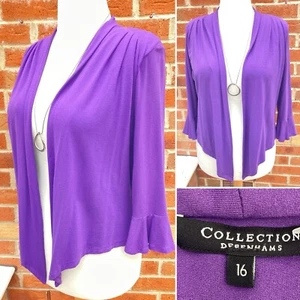 DEBENHAMS Size 16 Deep Lilac Cardigan Stretchy winter Holiday Excellent S4 - Picture 1 of 7