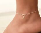 Amazing Mini Half Moon Charm Wedding Anklet For Women's In Solid 10K Yellow Gold