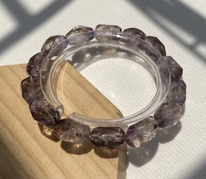 Natural Purple Raw Rutilated Crystal Super Seven 7 Energetic Quartz Bracelet - Picture 1 of 6