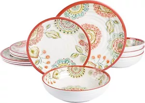 Laurie Gates Melamine Dinnerware Set, Service for 4 (12pcs), Floral - Picture 1 of 5