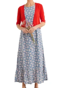 Seasalt Womens Clarion Sea Tiered Dress size 18 Full Lined CottonBlend Pale Blue - Picture 1 of 2
