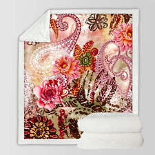 Rosy Oriental Flowers Throw Blanket