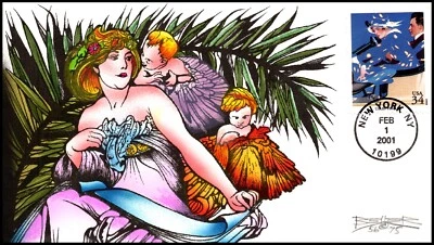 Scott 3502e 34 Cents Cole Phillips Beller Hand Painted FDC 56 Of 75 - Image 1 of 2