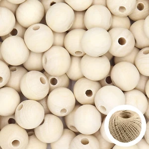Wood Beads 300Pcs 20Mm Natural round Wooden Beads Unfinished Wooden Spacer Bead - Picture 1 of 6
