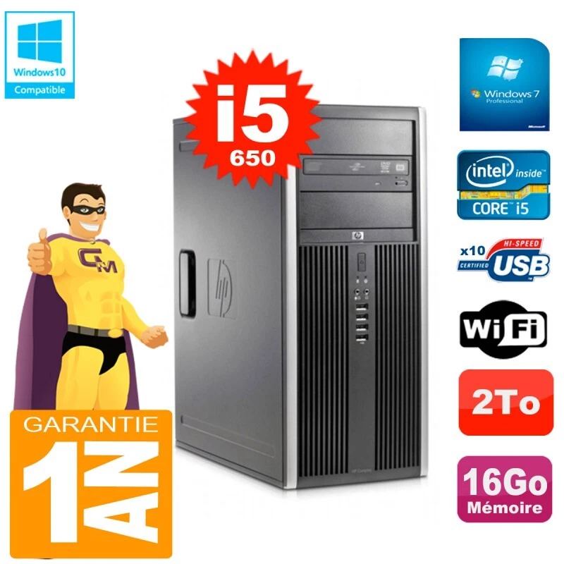 PC HP 8100 TOUR Core I5-650 RAM 16Go Disco 2To Grabador DVD Wifi W7 - Imagen 1 de 1