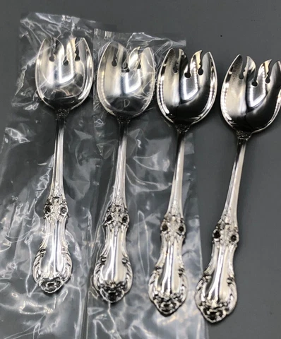 Wild Rose by International Sterling Silver set of 4 Ice Cream Spoon/Forks 5.5" Cover