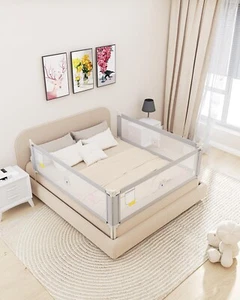Athradies Bed Rails for Toddlers, 79'' Extra Long Bed Rails Queen Bed, 3 Sides - Picture 1 of 10