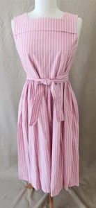 Vintage 1980s Classic Laura Ashley L/S Dress Pink & White Stripes Size XS - Picture 1 of 6
