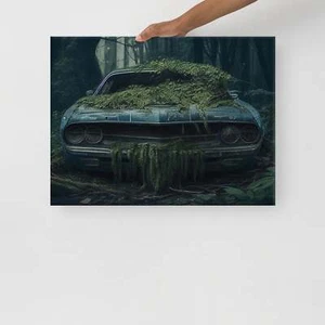 Abandoned Muscle Car in the Woods 1 Slim Canvas - Bild 1 von 4