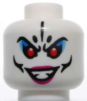 Lego cabeza blanca hembra cejas negras líneas de mejillas labios magenta sombra de ojos Foto 1 de 2