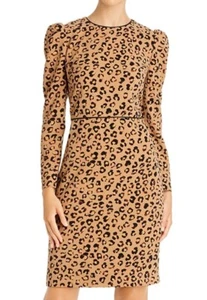 Donna Karan New York long sleeve CHEETAH Animal PRINT Sheath Dress 4 - Picture 1 of 11