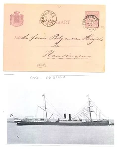 TARJETA HOLANDESA ROTTERDAM LLOYD 1894 PS = S.S. BROMO = F/VF - Imagen 1 de 2