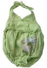 Janie and Jack Baby Girls 6 Months Green Linen Bubble Romper Seashell Island