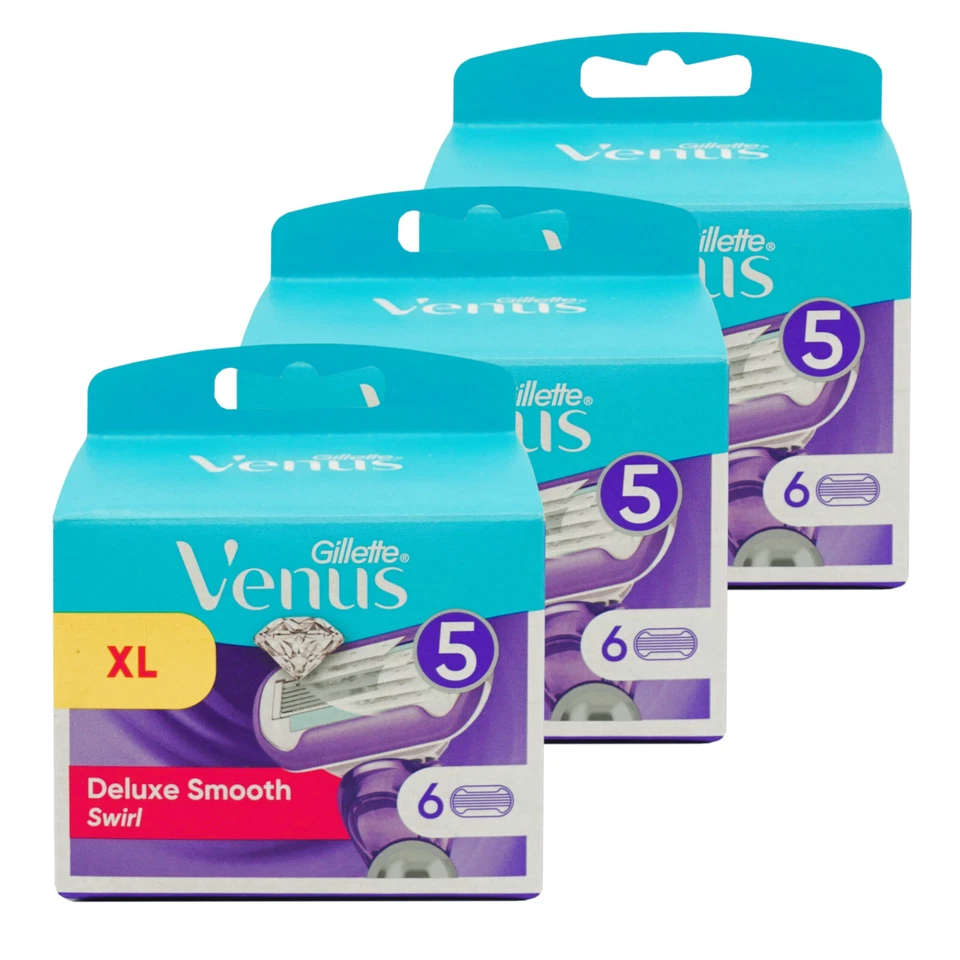 Gillette Venus Deluxe Smooth Swirl Rasierklingen Auswahl 2-3-4-6-8-12-18 Stück