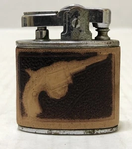 Vintage CMC Lighter - Leather Wrap with Saddle / Gun - Old Western Scene - Picture 1 of 5