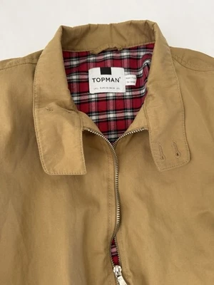 Chaqueta Topman Marrón Claro Roja Forrada a Cuadros Para Hombre L Cremallera Tostado Caqui ✅fotos Foto 1 de 4