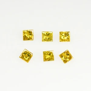 0.26 Ct [6 Pcs Lot] Mesmerizing Square 2 MM 100% Natural Canary Yellow Diamond ! - Picture 1 of 5