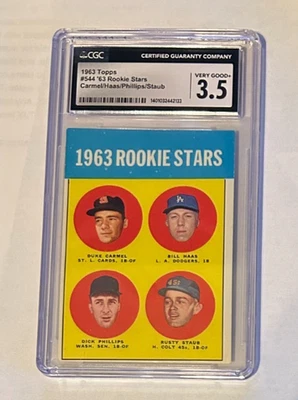 1963 Topps Rusty Staub RC Rookie Stars graduado CSG 3,5 en muy buena condición+ Foto 1 de 2