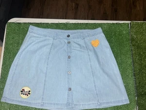 Disney Parks Mickey and Minnie Denim Jean Skirt with Patches Size XL New - Picture 1 of 18