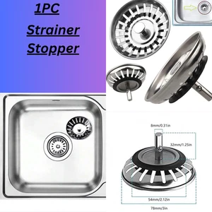 Stainless Steel Replacement Kitchen Sink Drain Strainer Drainer Waste Plug - Picture 1 of 4