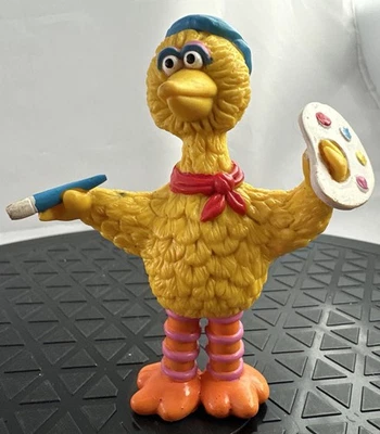 Sesame Street Applause Big Bird Pintor Artista Figura Decoración de Pasteles Años 80 De Colección Foto 1 de 4
