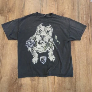 Ogabel Streetwear Men XXL Shirt Pitbull Rose Biker Punk Tattoo Skull Grunge Y2K - Picture 1 of 8