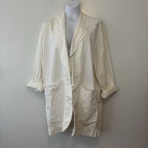 Chaqueta de mezclilla rica arrugada vintage Gene Ewing BIS pequeña blanca bolsillos algodón EE. UU. - Imagen 1 de 9