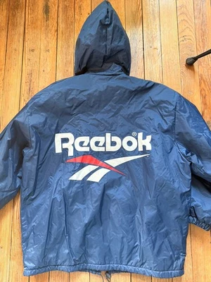 Chaqueta grande vintage años 80 90 REEBOK para hombre PARKA capucha hecha a mano con orgullo EE. UU. Foto 1 de 4