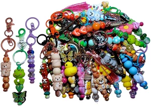Beaded Keychains or Backpack Charms, 40 Pc Lot, Wholesale, 6" Average, Animals - Picture 1 of 2