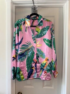 STUDIO PARK x VANESS HERRING Pink Paradise Button Front Top PINK sz LARGE - Picture 1 of 2