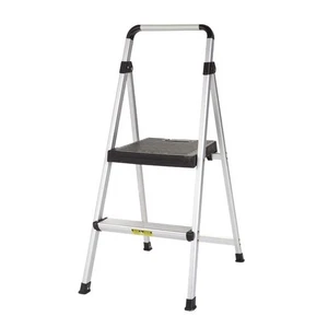 Cosco Aluminum Silver/Black Folding 2-Step Stool 225 lbs. Capacity, 39.37 H x 18 - Picture 1 of 1