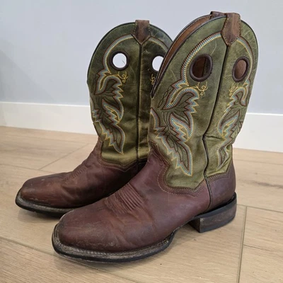 Botas occidentales Dan Post para hombre 10 D Leon Crazy Horse Performance de cuero punta cuadrada Foto 1 de 4