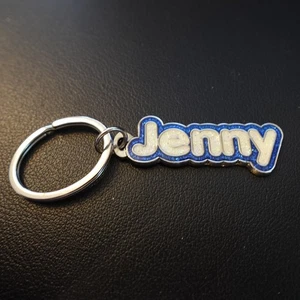 Schlüsselanhänger Jenny personalisiert Metall Neuheit Name Geschenk blau Glitzer - Bild 1 von 6