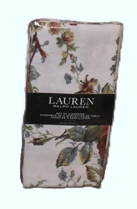 4 RALPH LAUREN Red Gold Floral NAPKINS SET NEW 1ST QUALITY - Picture 1 of 3
