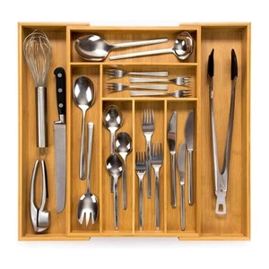 Expandable Bamboo Drawer Organizer For Kitchen, Office, Bedroom And More Storage - Picture 1 of 6