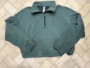 NWT Lululemon Brushed Softstreme Ribbed Half Zip Green Jasper Size 6 Rare! - Picture 1 of 5